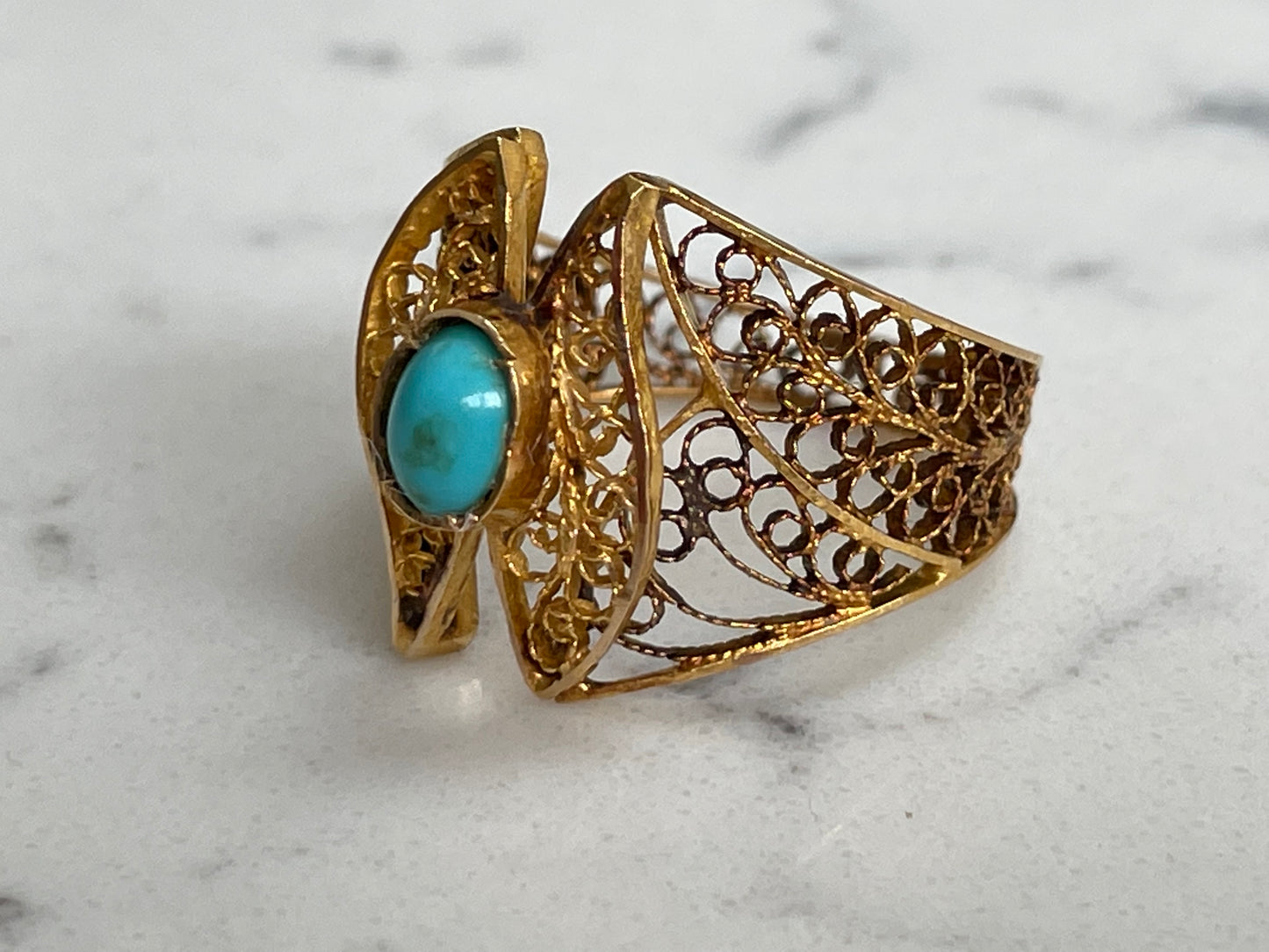 9ct gold middle eastern butterfly ring with turqiose - The Goldfinch Collection